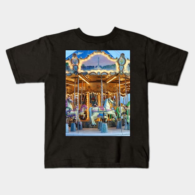 Carousel Horses Kids T-Shirt by The Oddity Shoppe